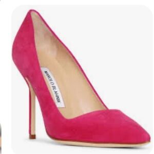 Manolo Blahnik Hot Pink Suede Pointed-Toe  Pump